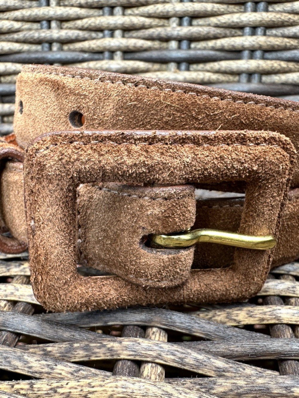 Polo Ralph Lauren Brown Suede Leather Belt Unisex Size 32 Made In USA Old Money - Picture 3 of 13